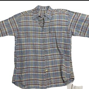 Men’s large Columbia Regular fit short sleeve multicolor gingham plaid shirt